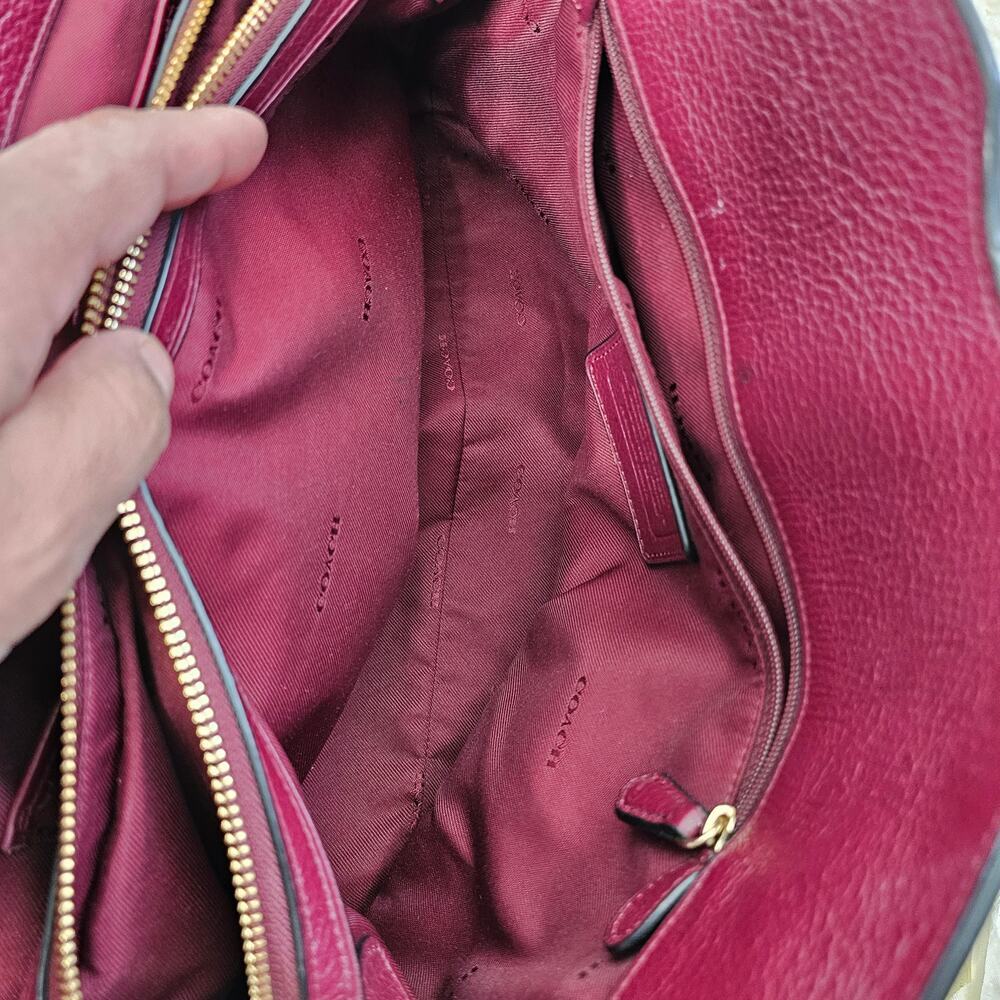 Coach Mercer Satchel HandBag Burgundy - Picture 9 of 11